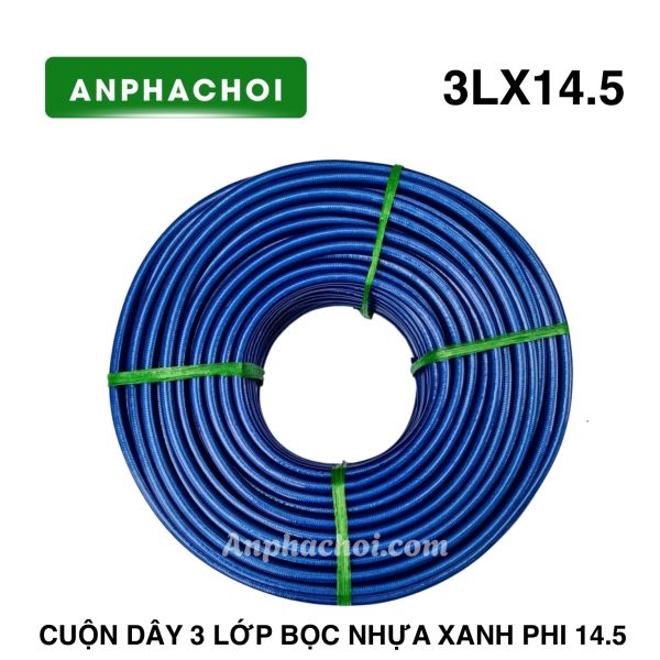 Cuộn dây 3 lớp bọc nhựa xanh phi 14.5