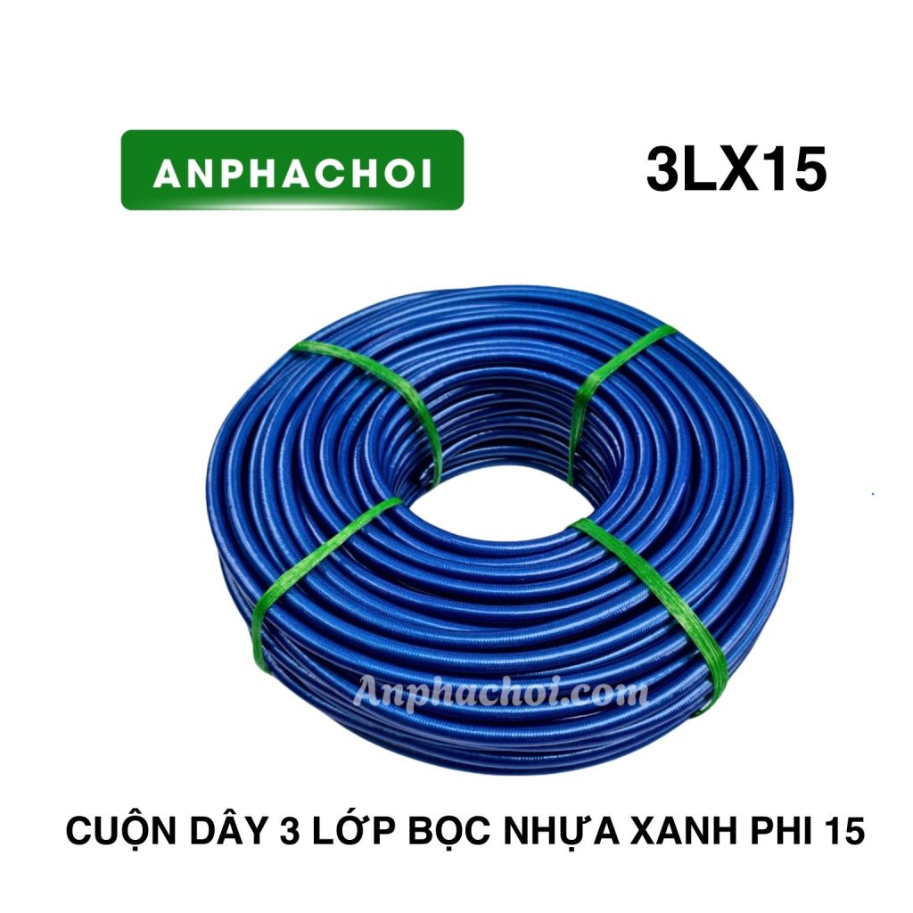Cuộn dây 3 lớp bọc nhựa xanh phi 15