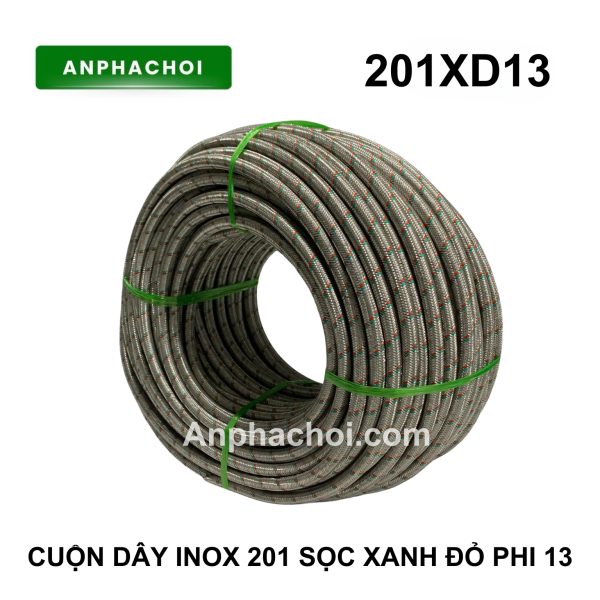 Cuộn dây inox 201 sọc xanh đỏ phi 13