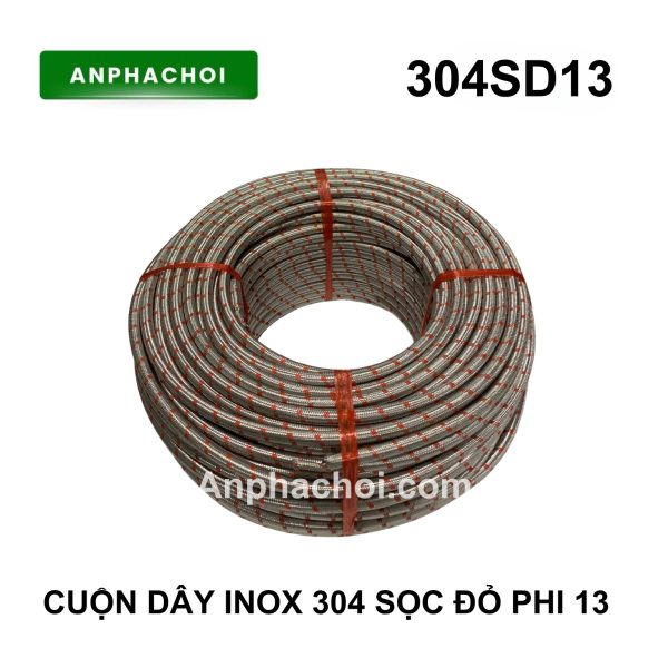 Cuộn dây inox 304 sọc đỏ phi 13
