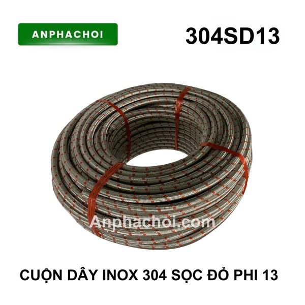 Cuộn dây inox 304 sọc đỏ phi 13