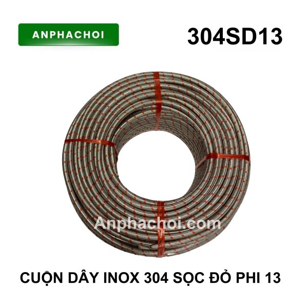 Cuộn dây inox 304 sọc đỏ phi 13